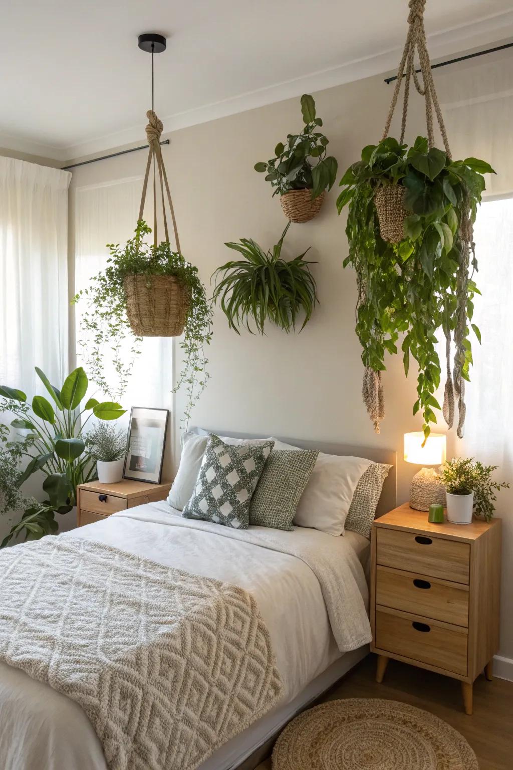 Design a restful escape using bedroom plants.