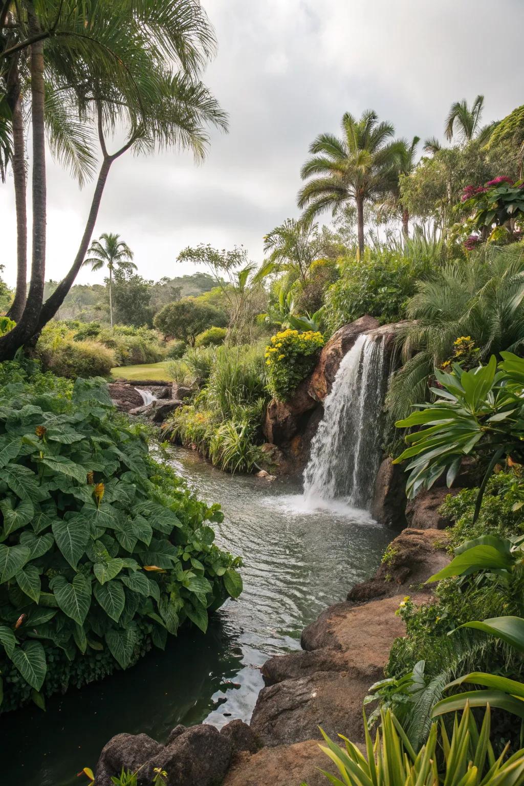 Convert your stream into an equatorial escape through unique vegetation and cascades.