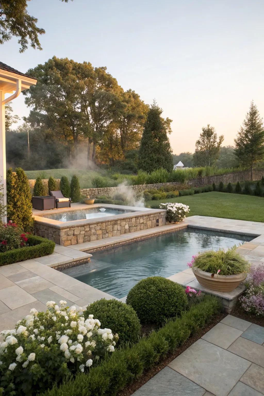 A luxurious pool with an integrated spa for ultimate relaxation.