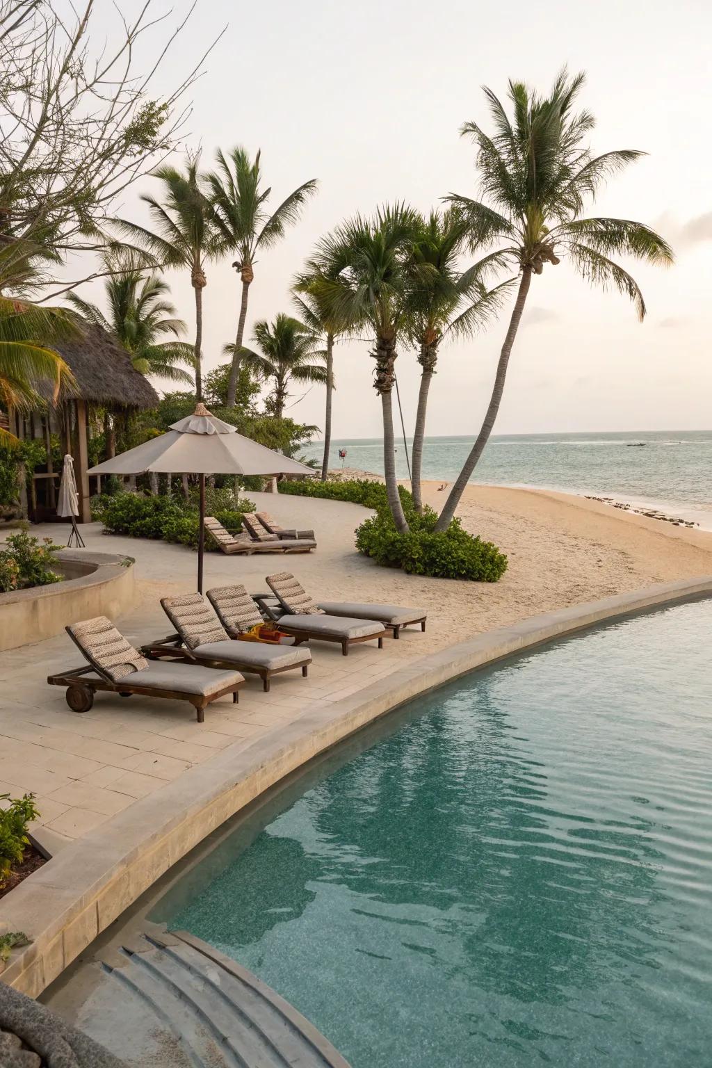A beach entry adds a touch of coastal charm to your pool.