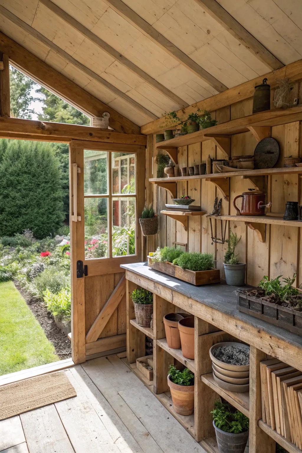 A potting shed demonstrating creative repurposing.