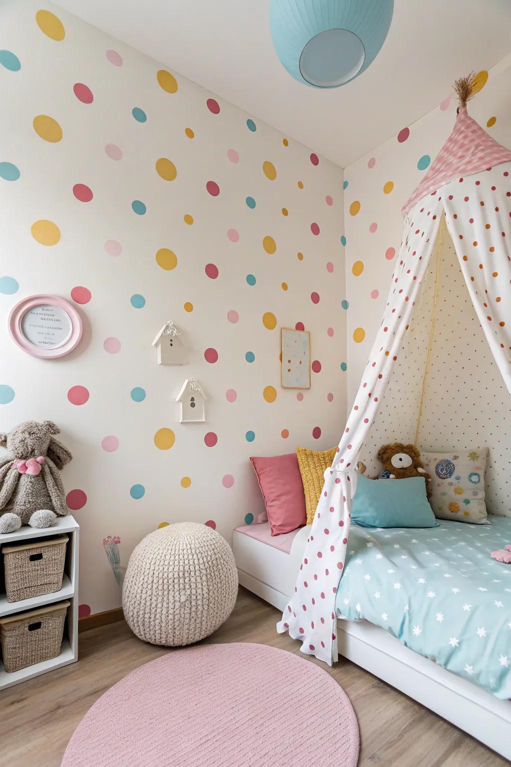 Dotted patterns impart a playful and timeless charm to any space.