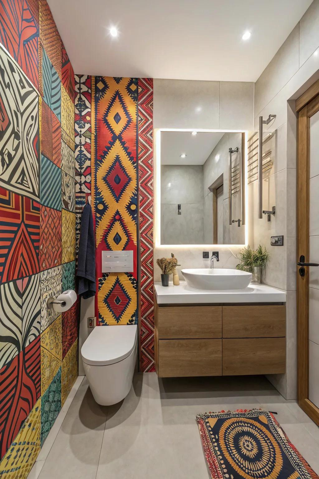 An accent wall infuses character and focalization into your bathing space.