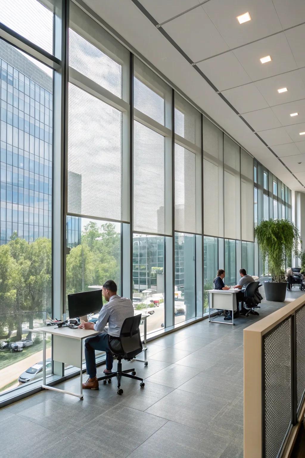 Shadowed glass delivers privacy with a streamlined, contemporary look.