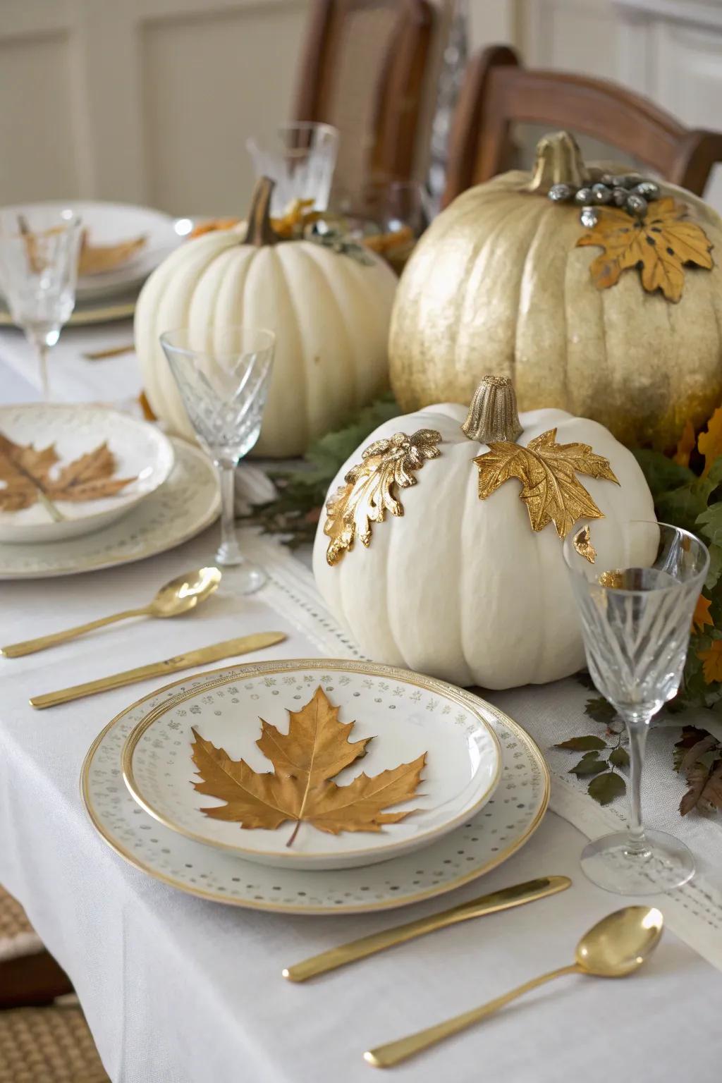 Add refinement with luxurious bronzed pumpkins.