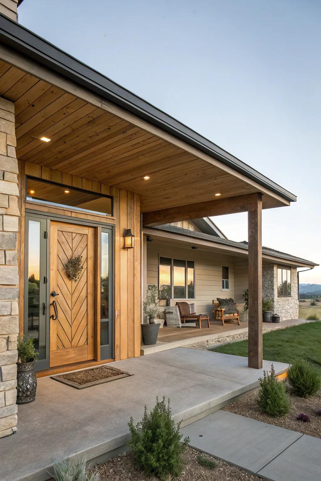 Swivel doors create a dramatic, modern entrance.