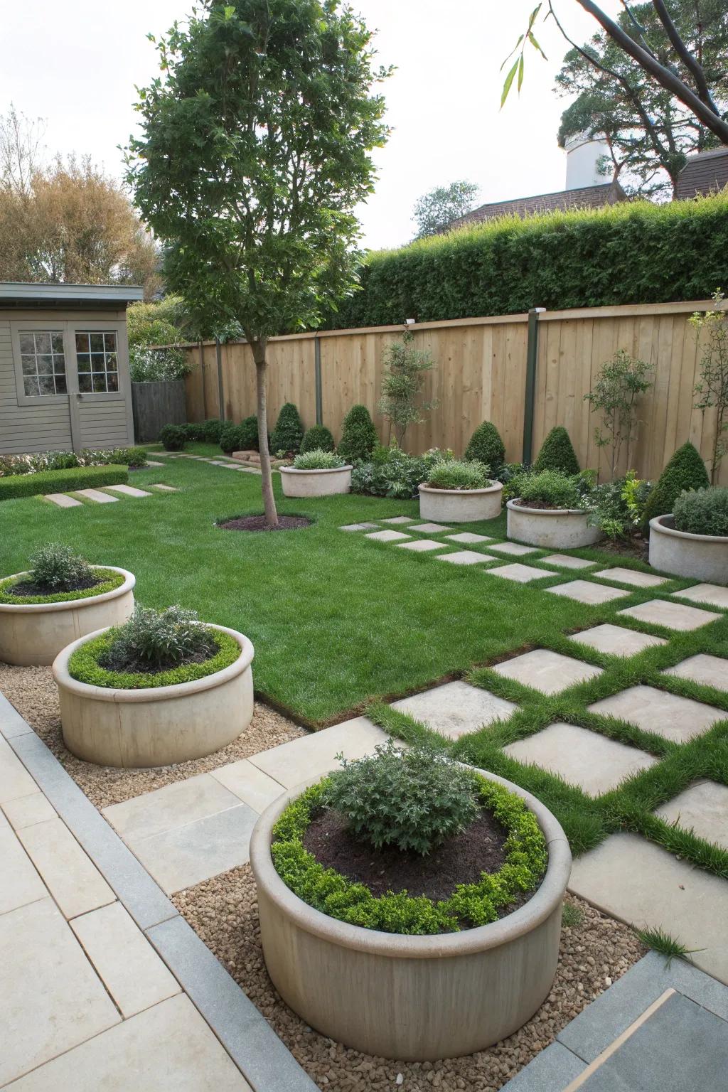 Round compositions soften the lines and add depth to the area.