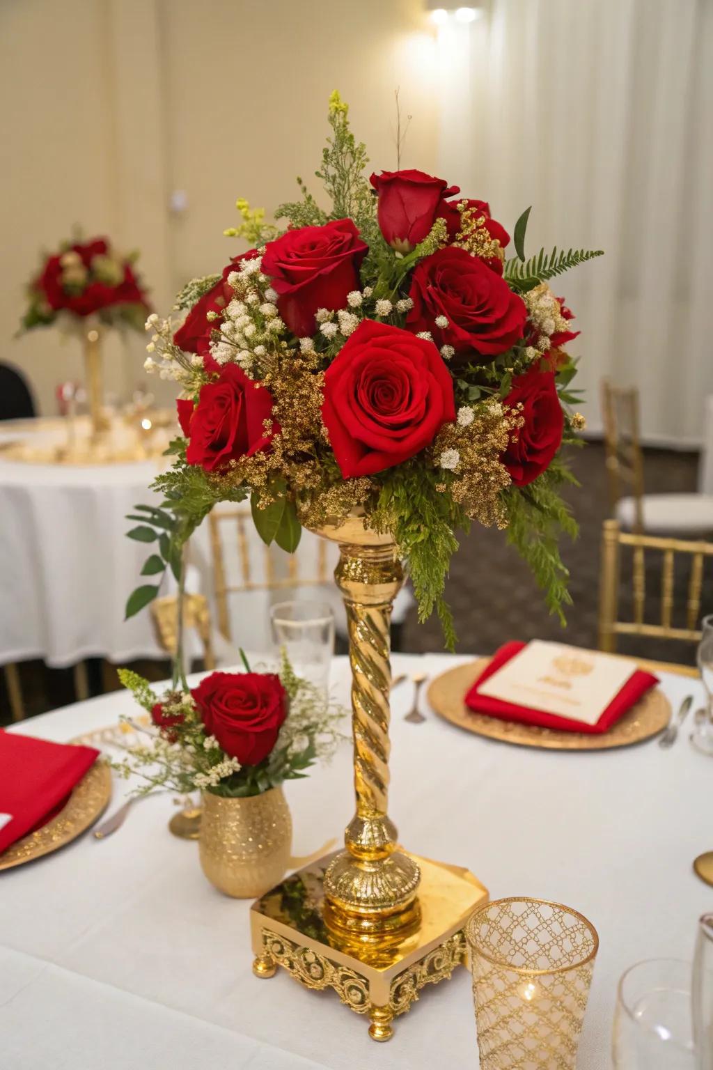 Celebratory flower displays bring elegance and color.