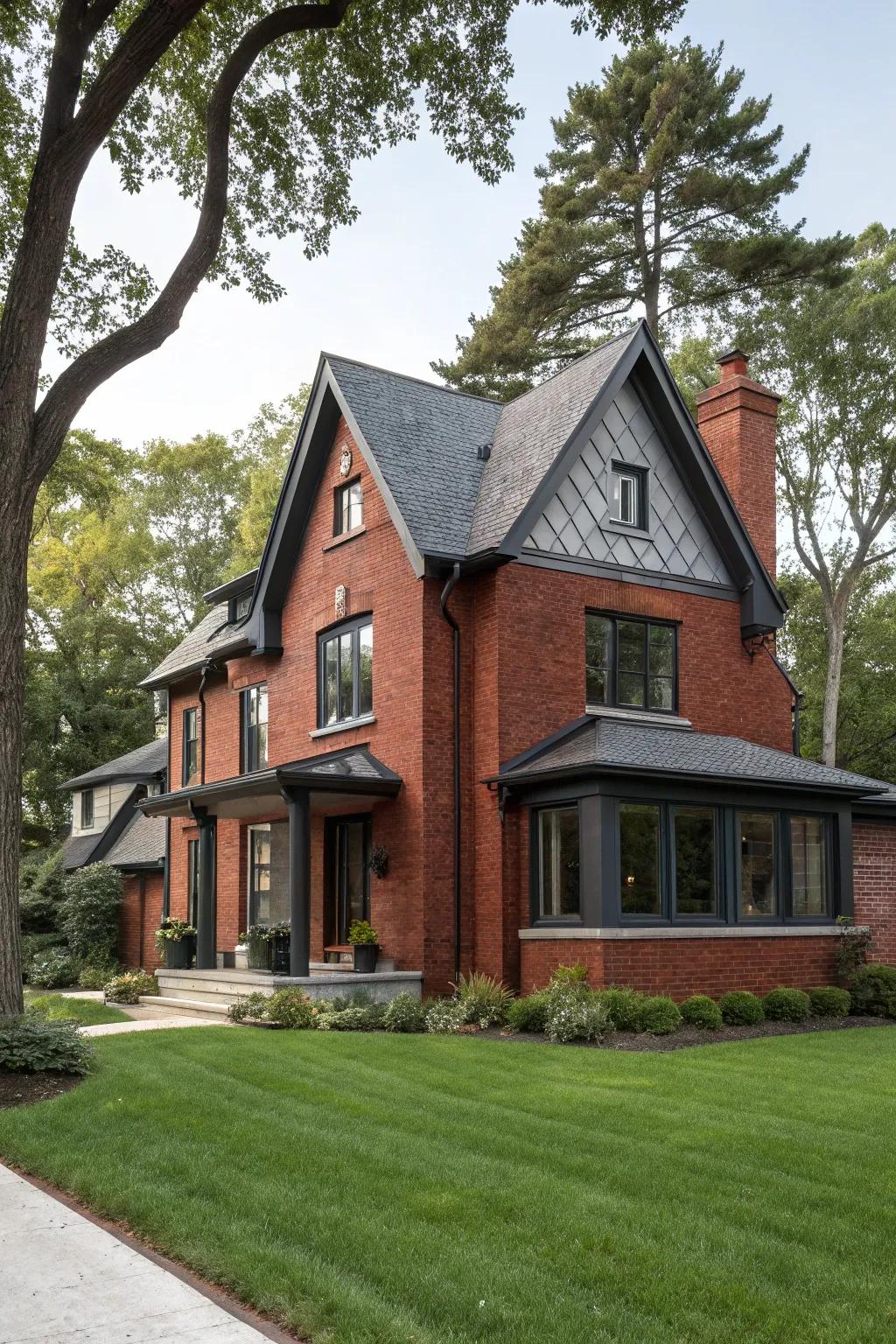 Ash gray trim provides a sleek and modern edge to red brick homes.