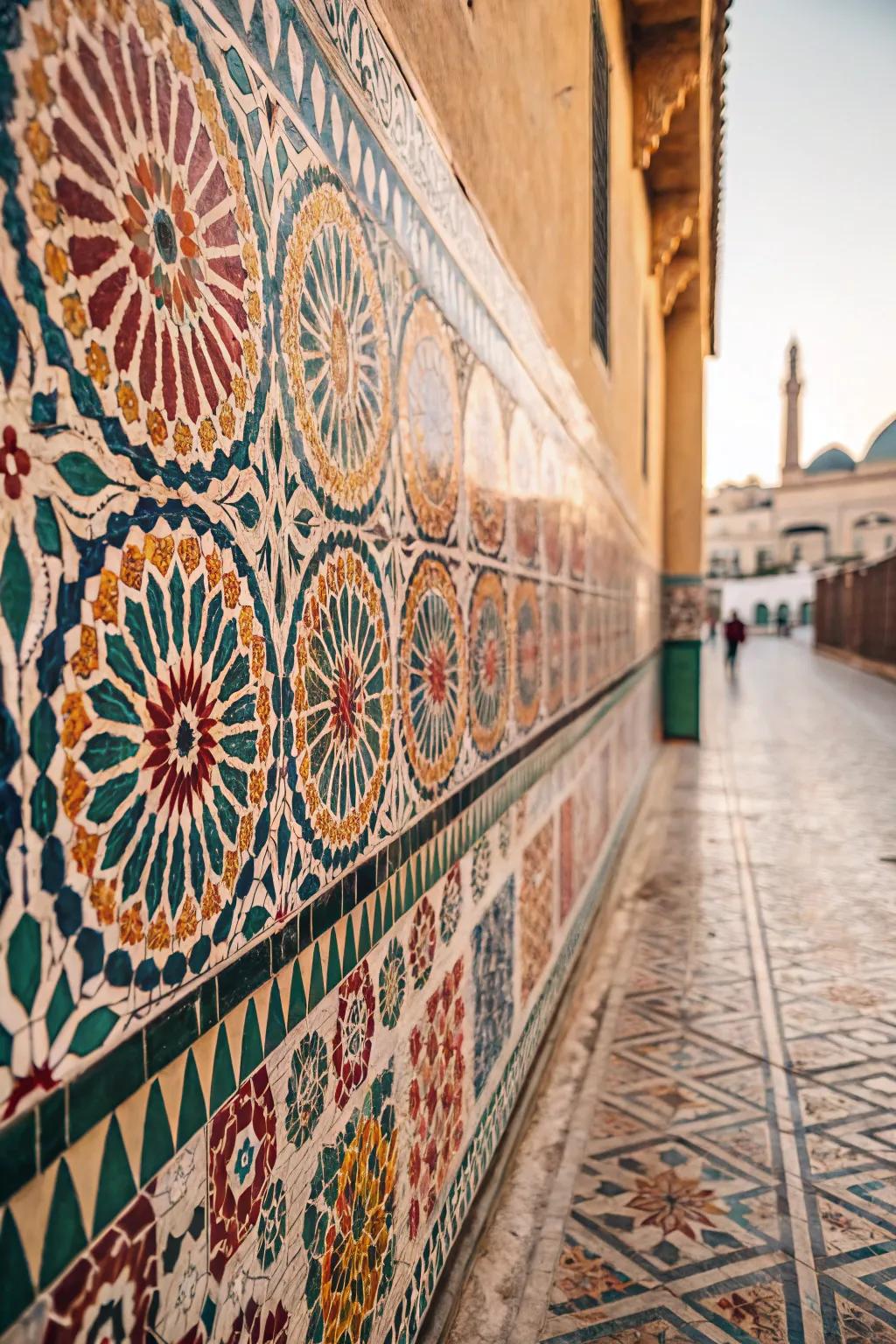 Global designs in textured tiles contribute a culturally rich accent.