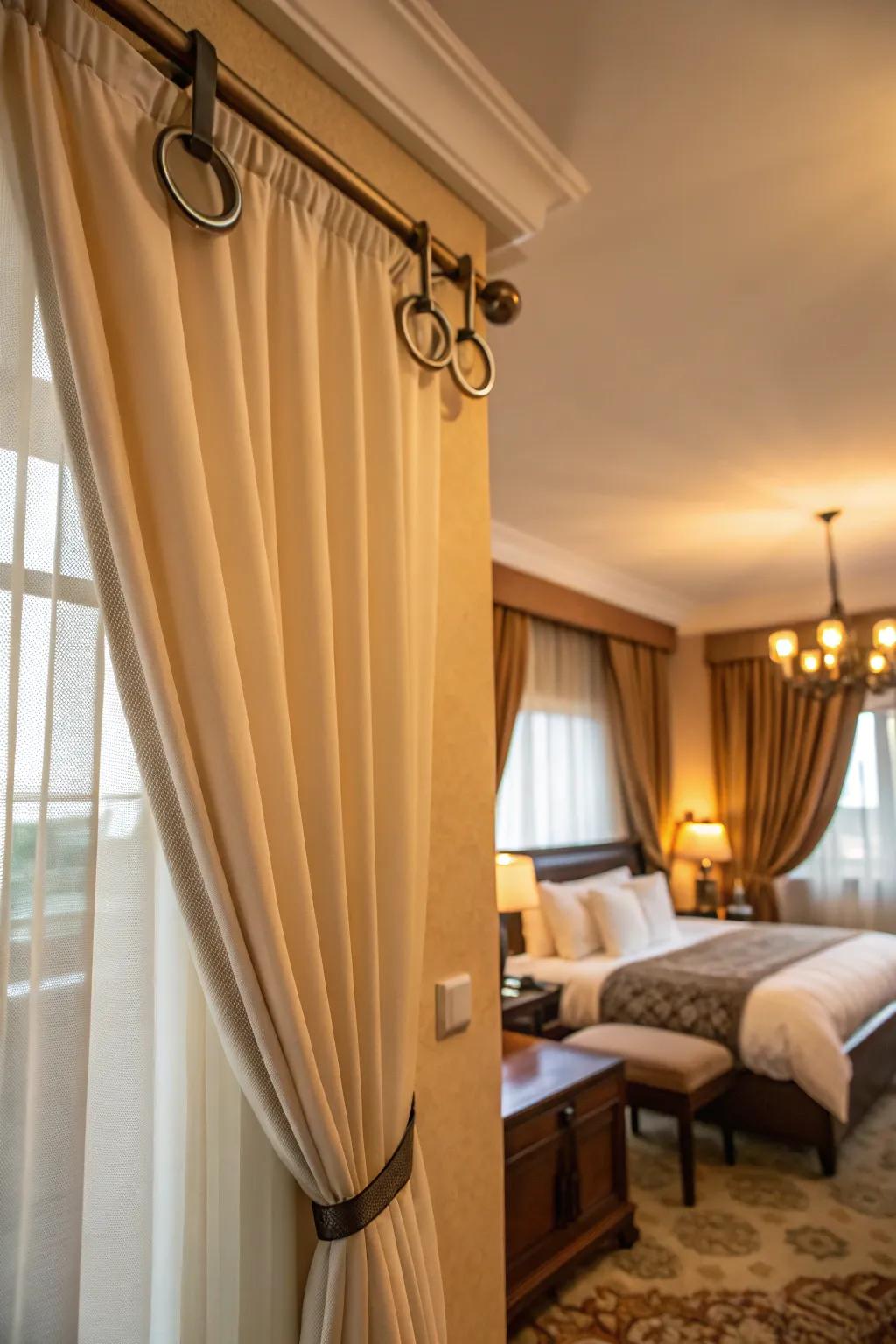 Snap-on rings offer a versatile and simple curtain solution.