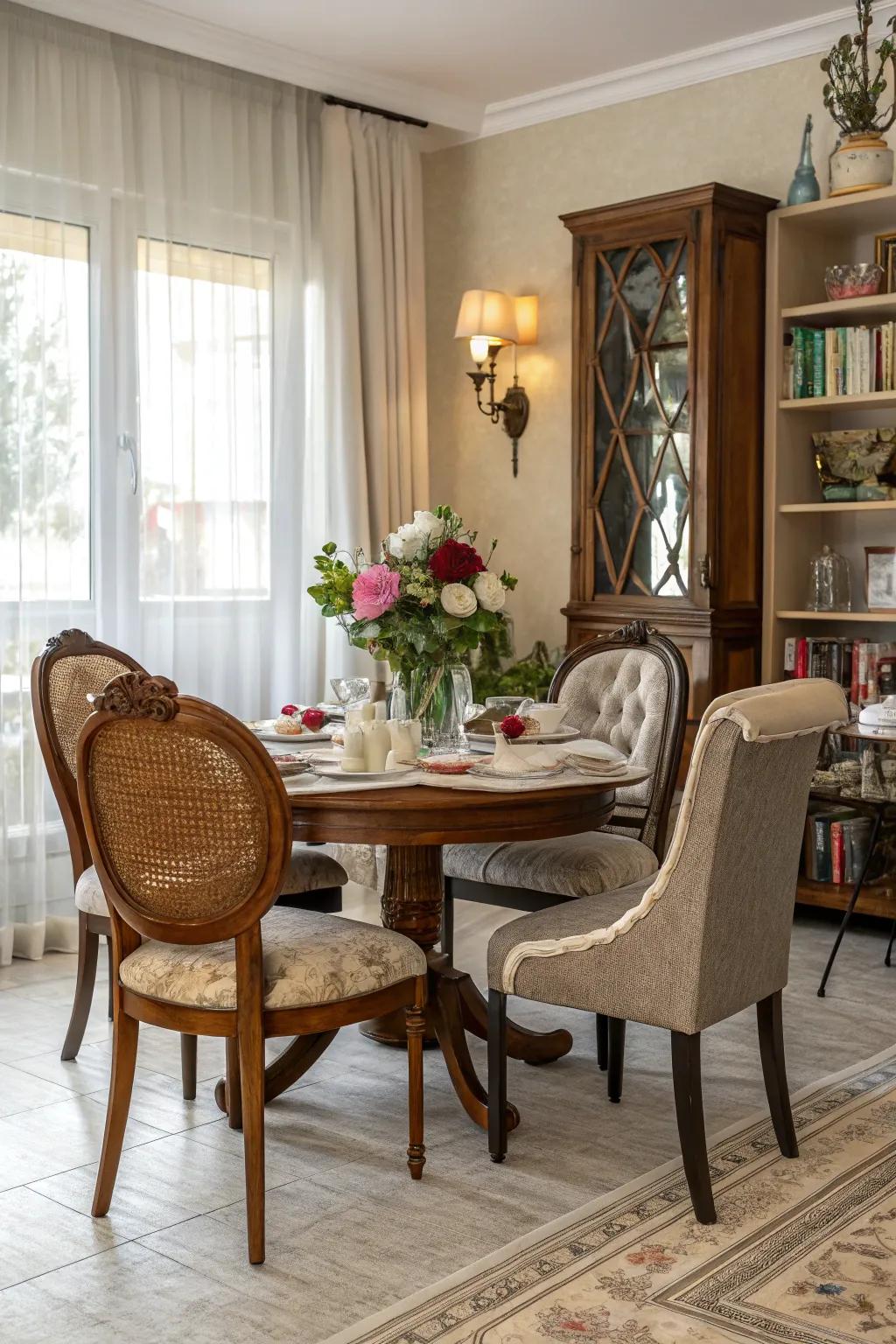 Eclectic furniture choices bring out personality.