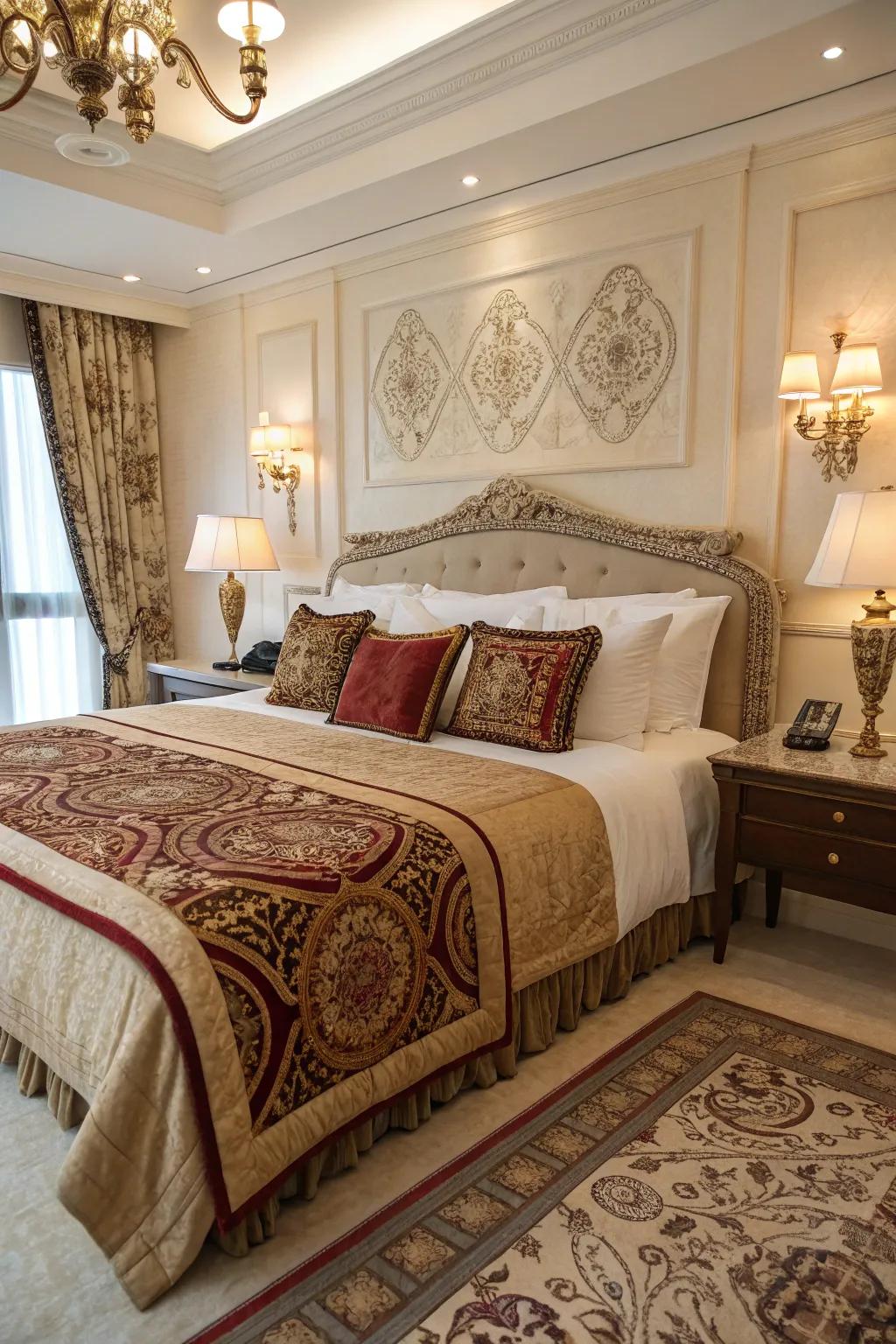 High-quality bedding enhances the comfort and luxury of this bedroom.