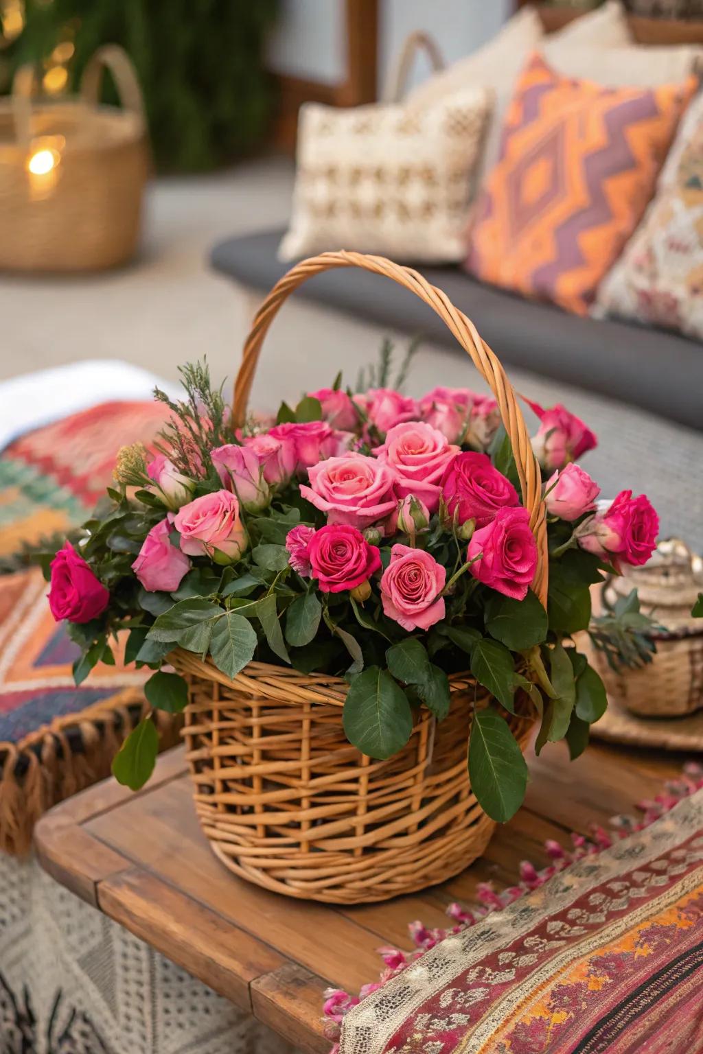 Boho-Chic with Braided Containers and Roses