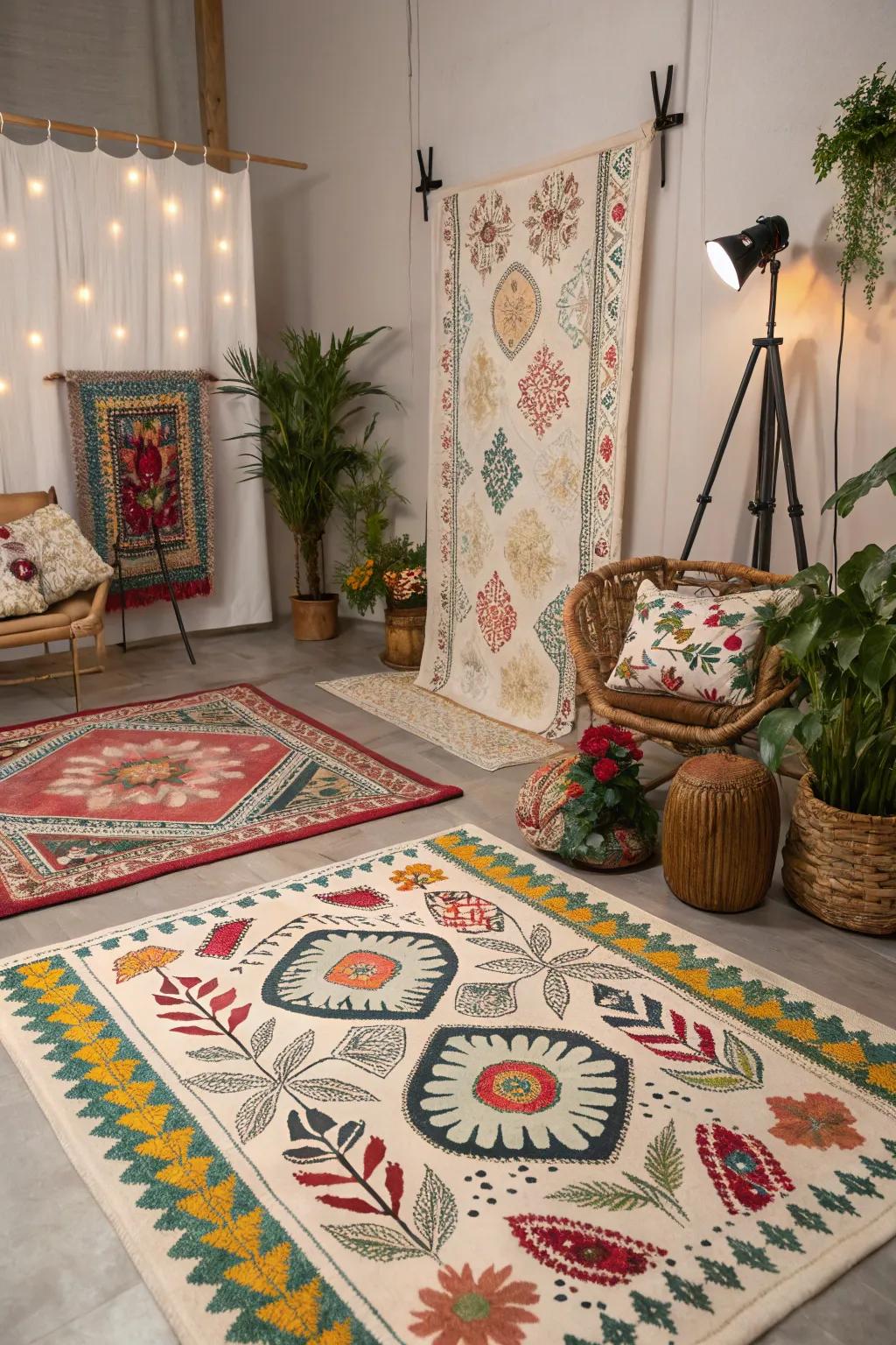 Unique rug patterns can inject playfulness into your decor.