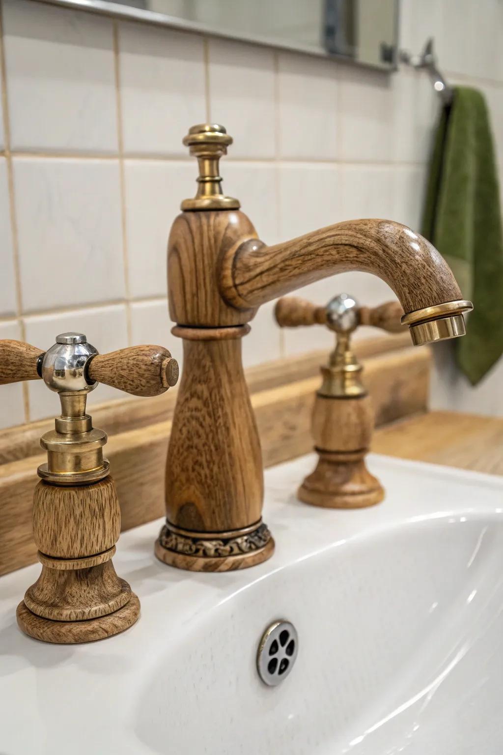 Artistic controls add a creative nuance to rustic spigots.