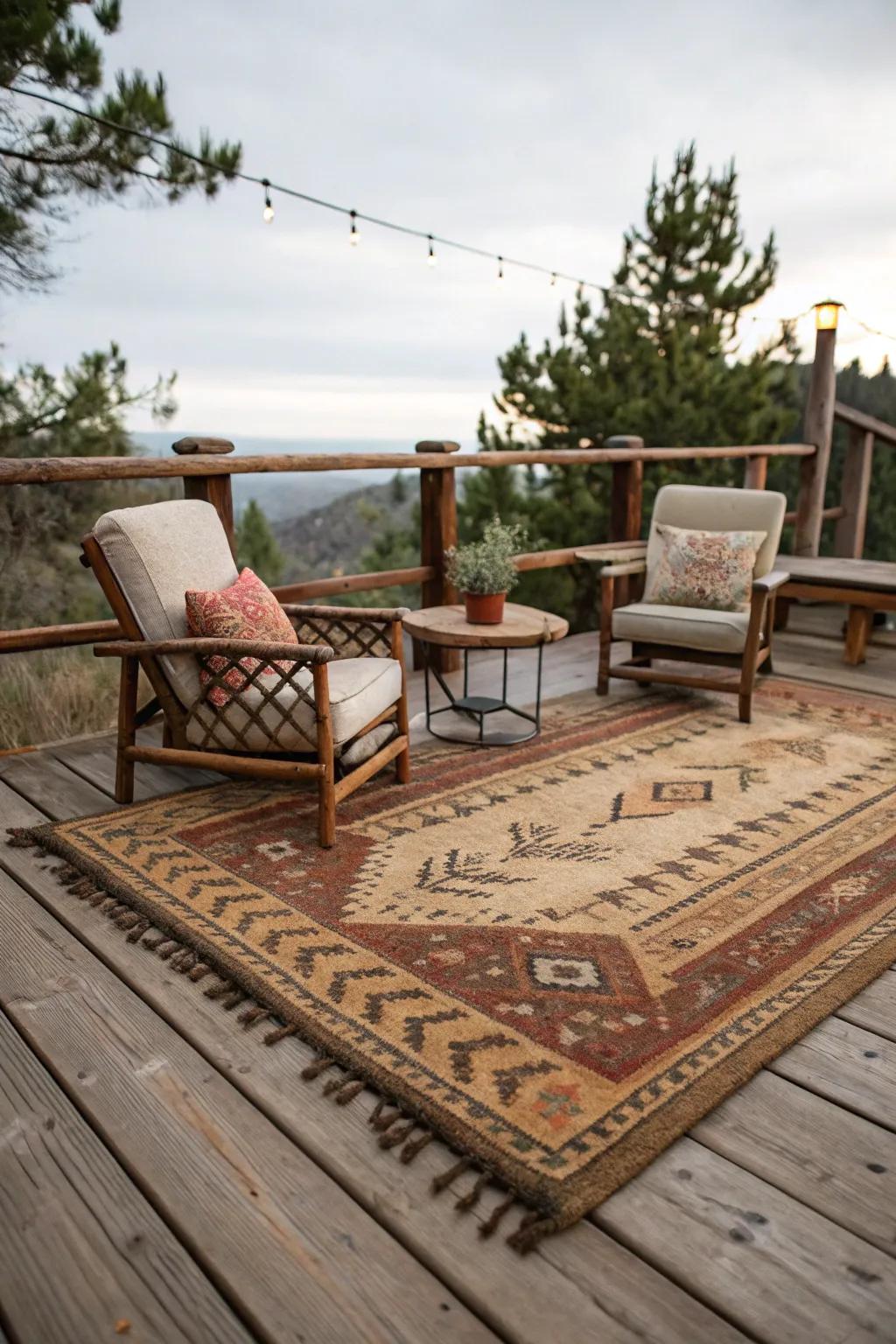 An exterior textile enhances comfort and style on this patio.