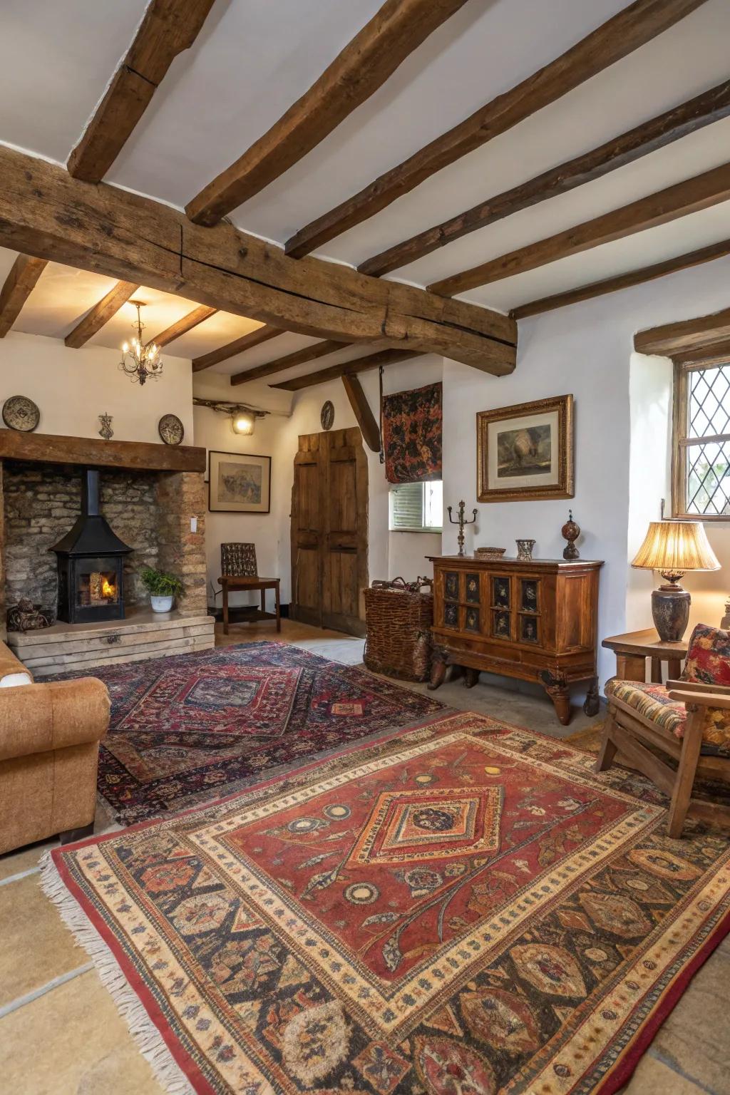 Retro rugs bring warmth and individuality to this family space.