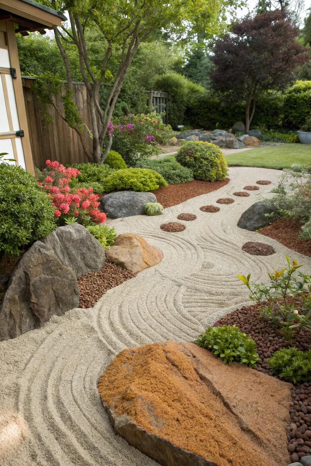 Create depth and dimension with a multi-textured sandscape.