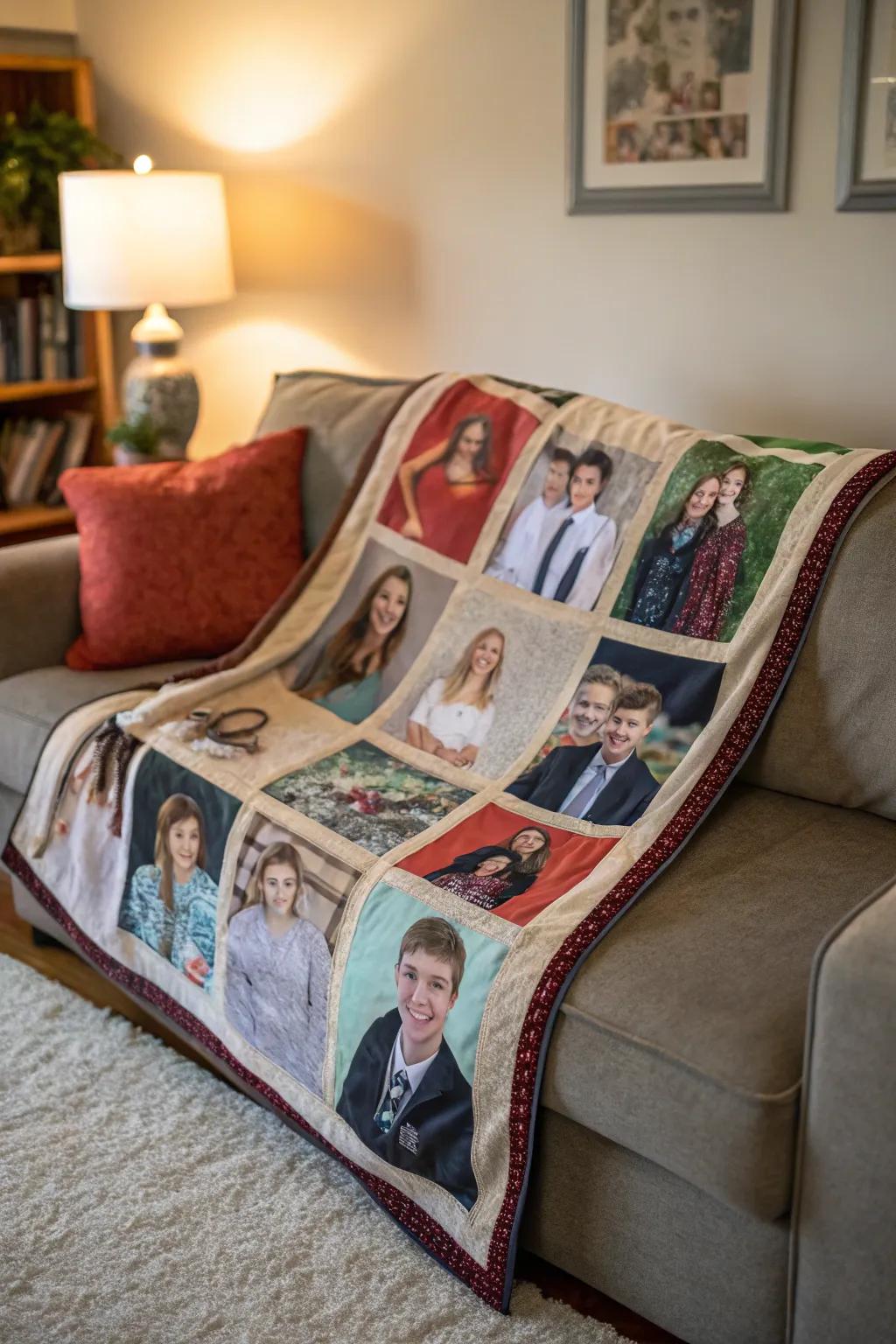 A warm photo covering made from school photos.