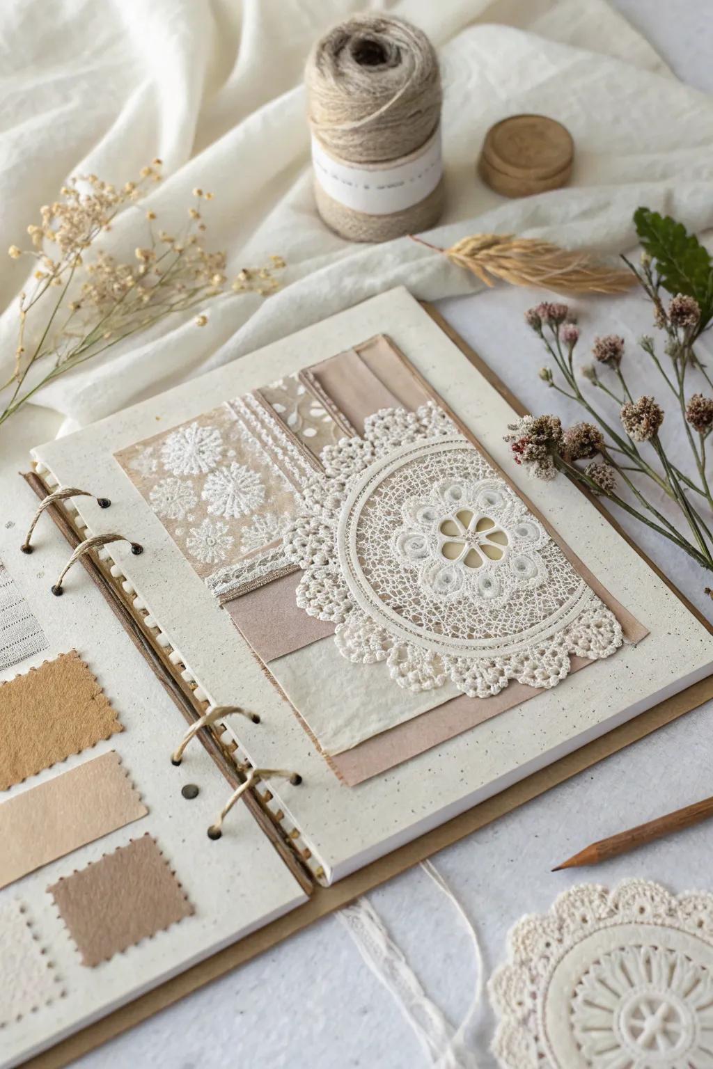 Uncover the artistry of mixed media enchantment within your scrapbook creations.