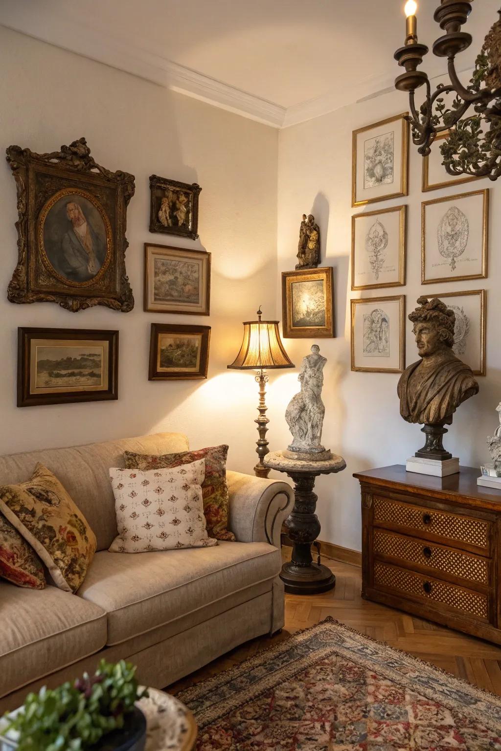 Ornate vintage accents add historical charm and intrigue.
