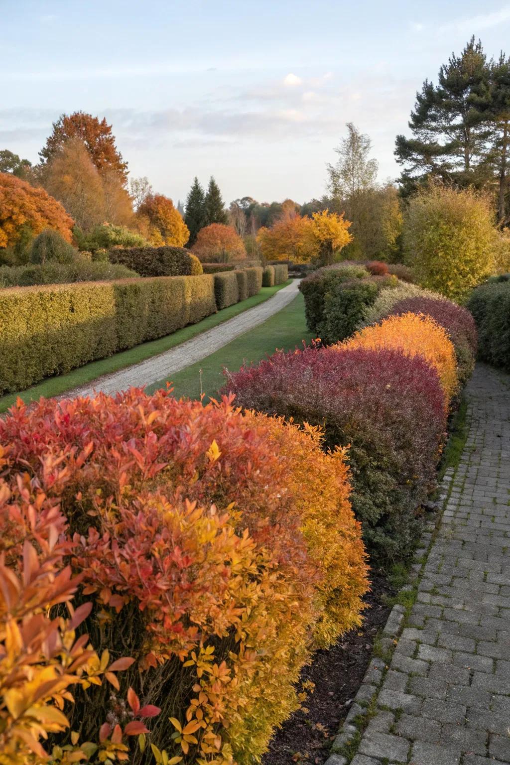 Seasonal color changes in shrubs bring dynamic interest to the garden.
