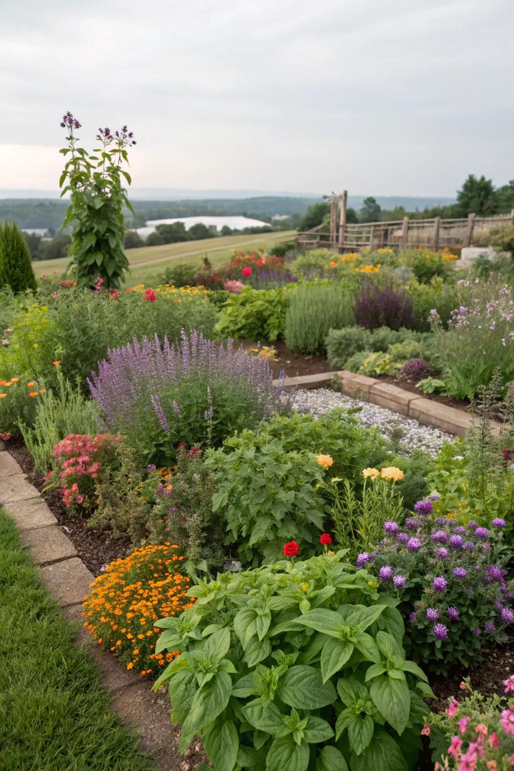 An edible garden merging beauty and practicality.