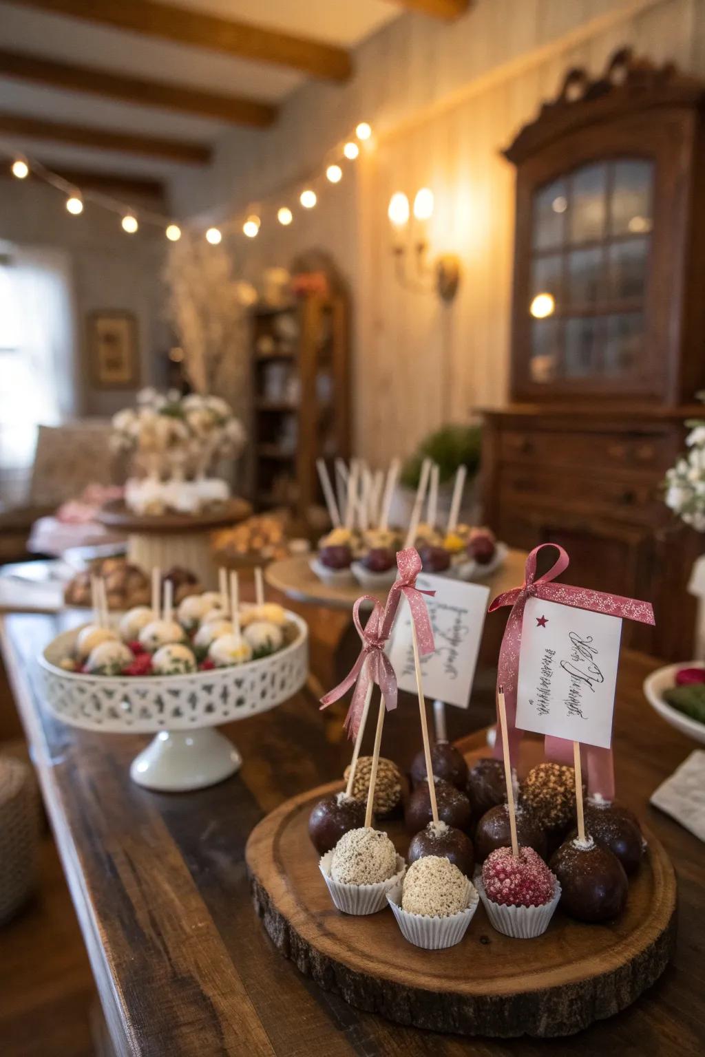 Elegant personalized treat flags incorporating sophistication to each treat.