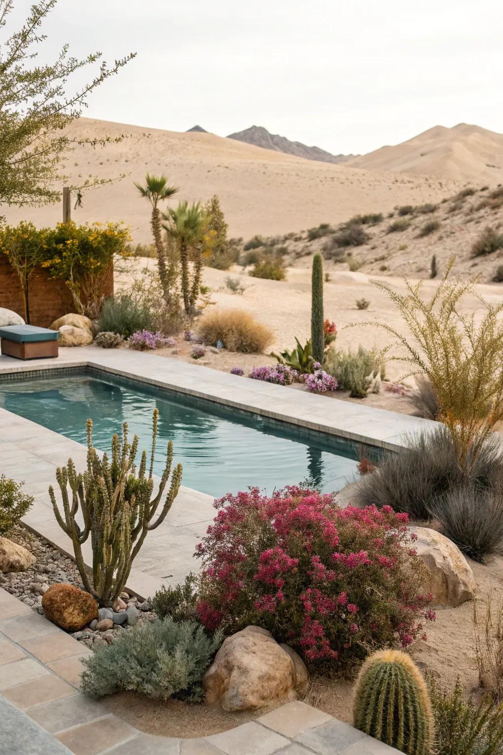 Desert-adapted bushes providing a gorgeous and exotic atmosphere.