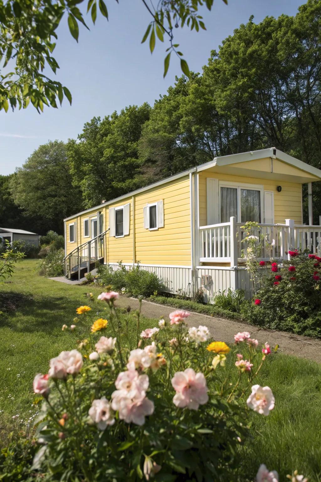 Sunshine gold adds warmth and cheer to your mobile home’s appearance.