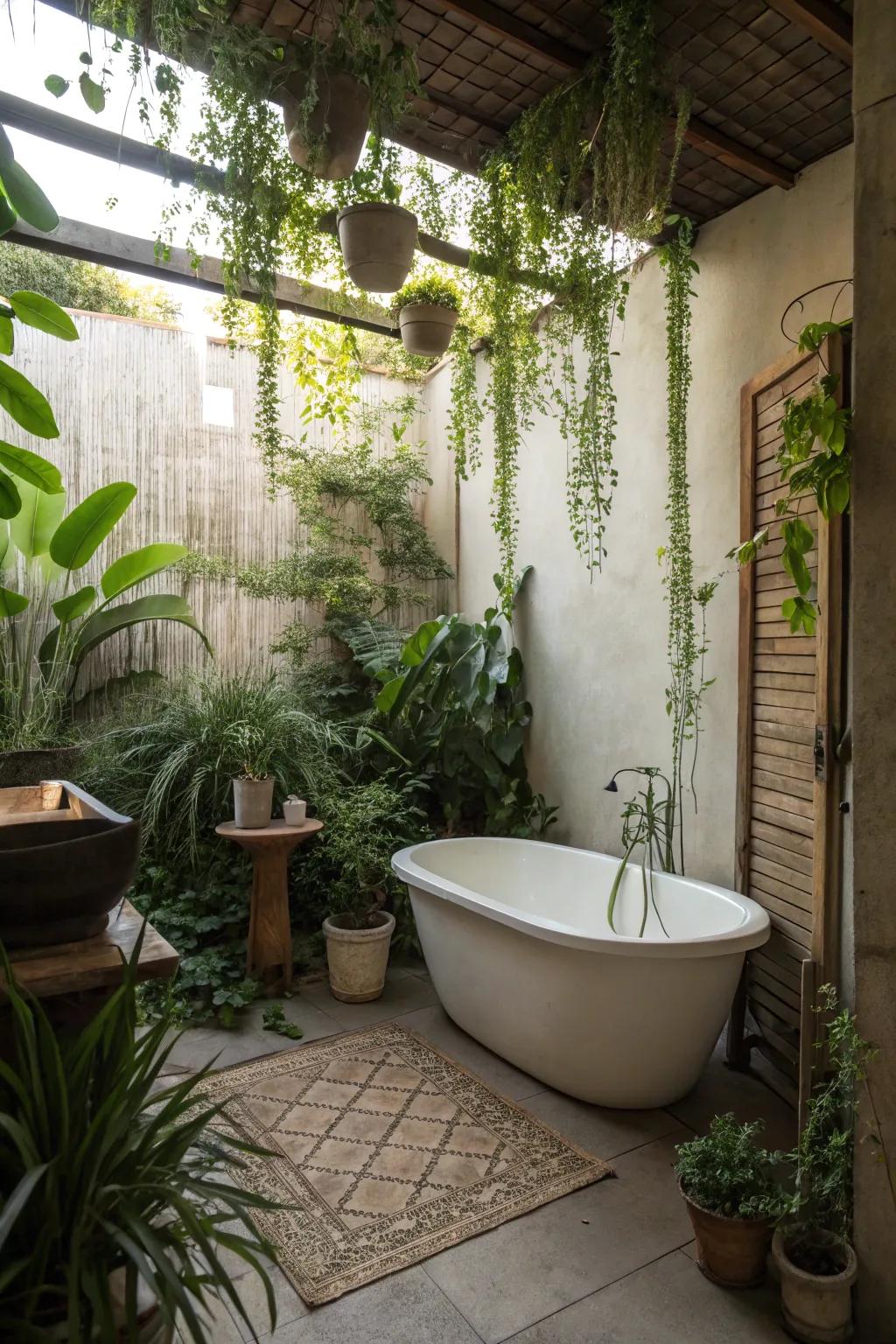 Plants bring freshness and tranquility to your bathroom.