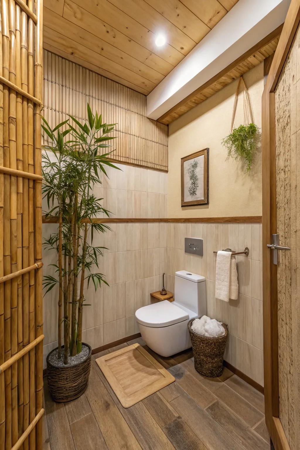 A relaxing, compact bathroom featuring a spa-like ambiance.