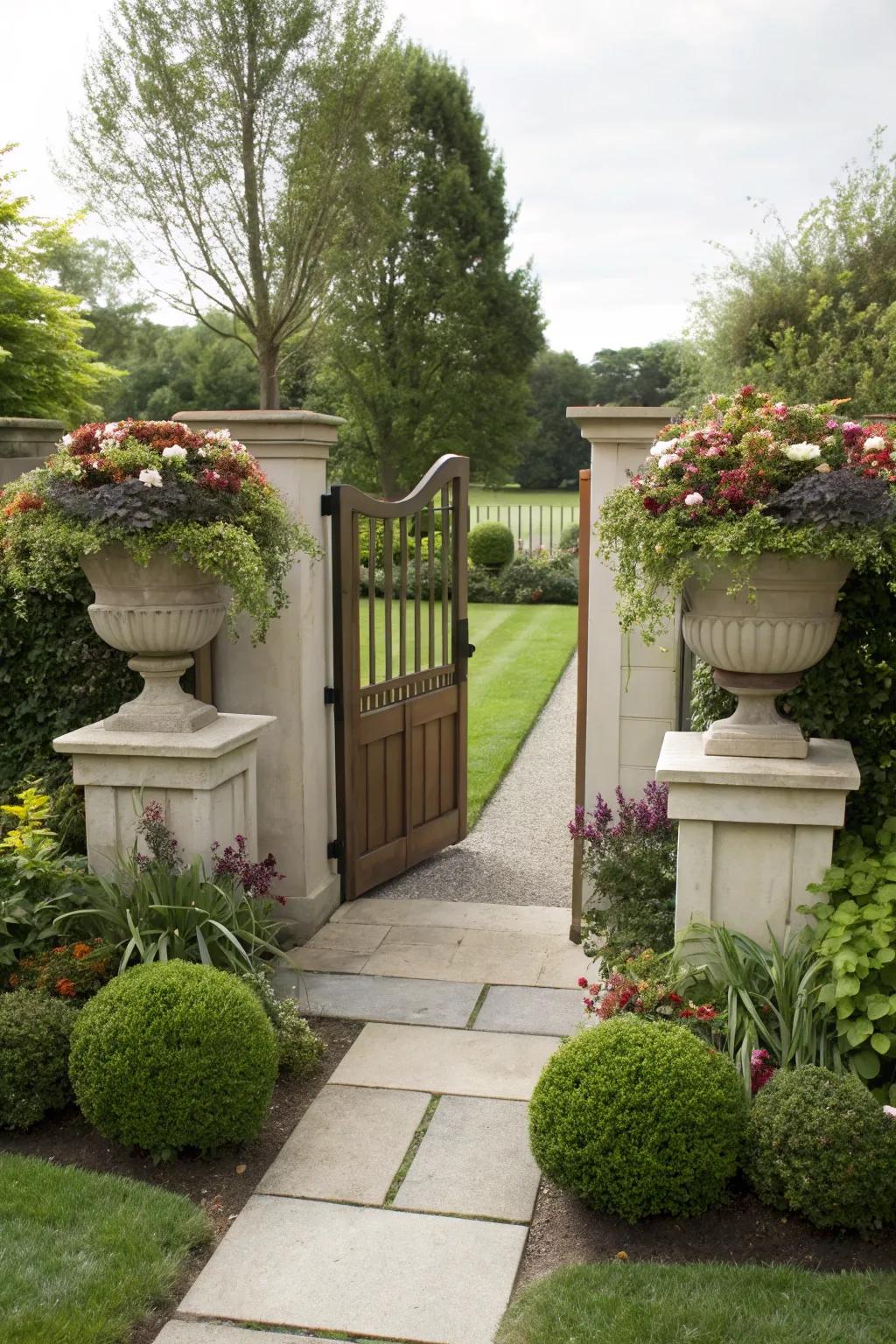 Symmetrical designs frame your entrance beautifully.