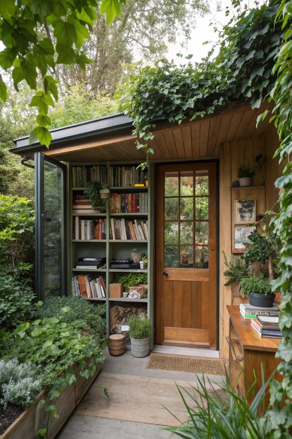 Utilizing vertical space through shelving.