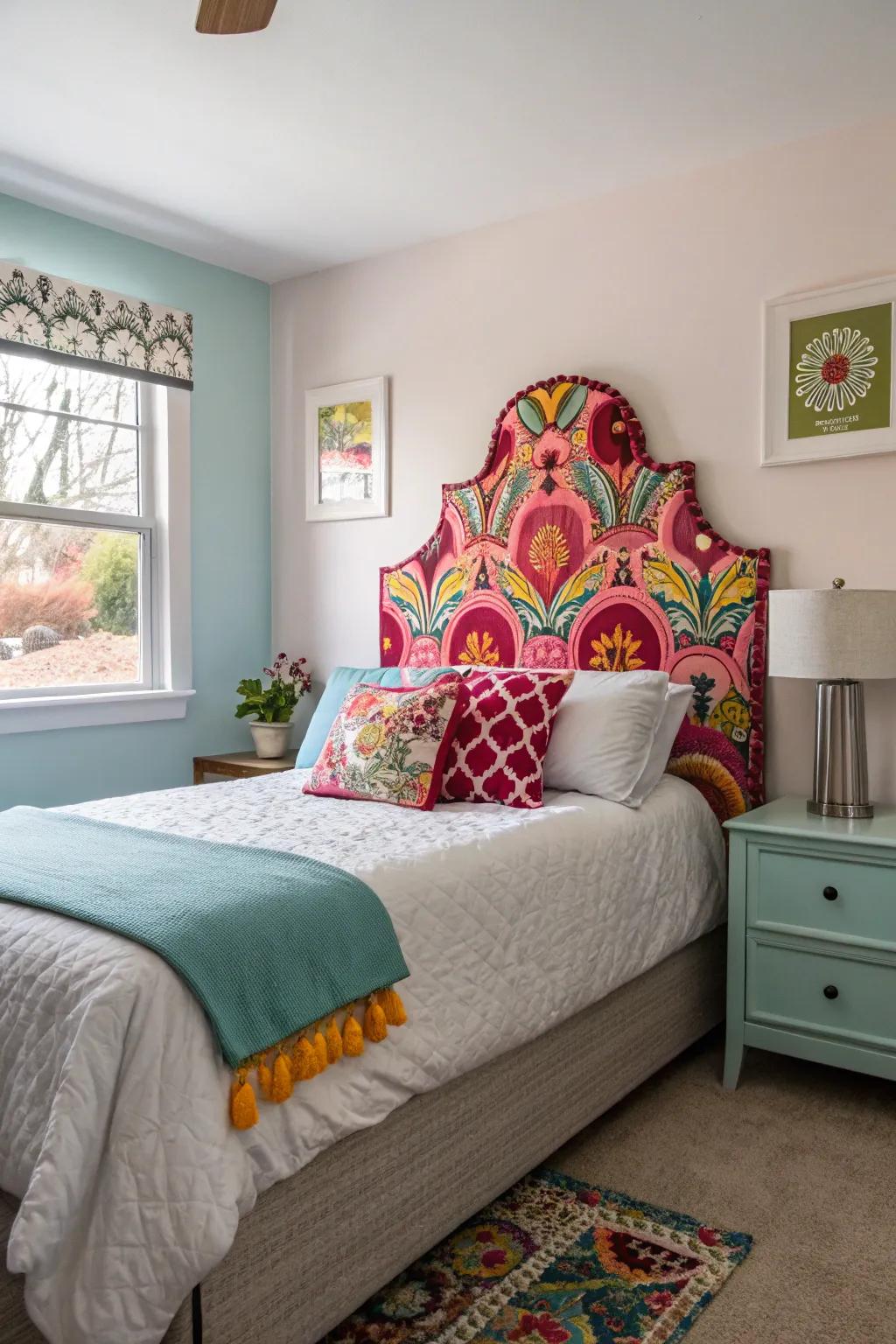 A bed support adds focus and flair.