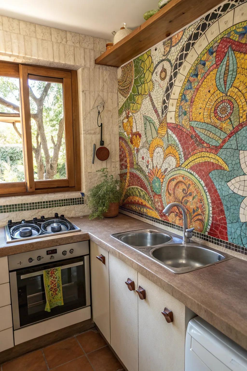 Turn your cooking space into an art piece using a mosaic backsplash.