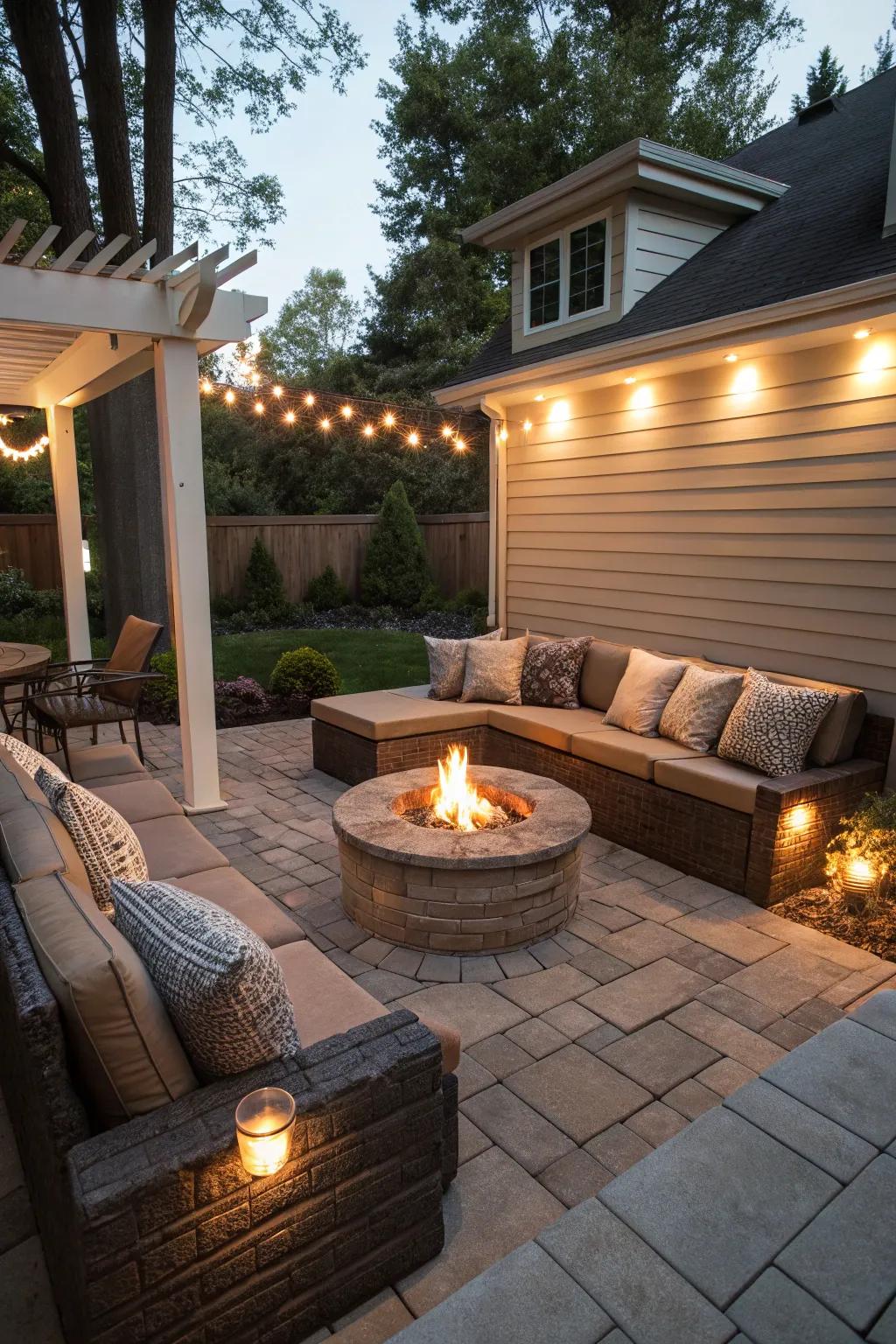 Sunken areas contribute depth and intrigue to patios.