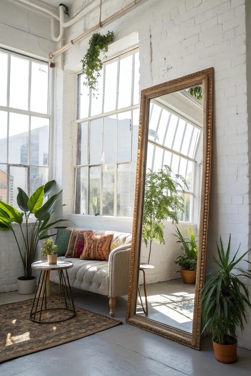 Mirrors will reflect light and give space.