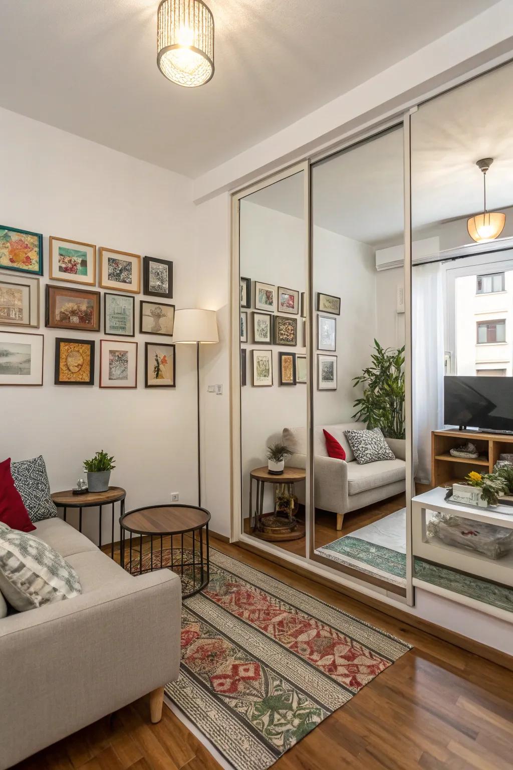 Mirrors and wall art can make a space feel bigger.