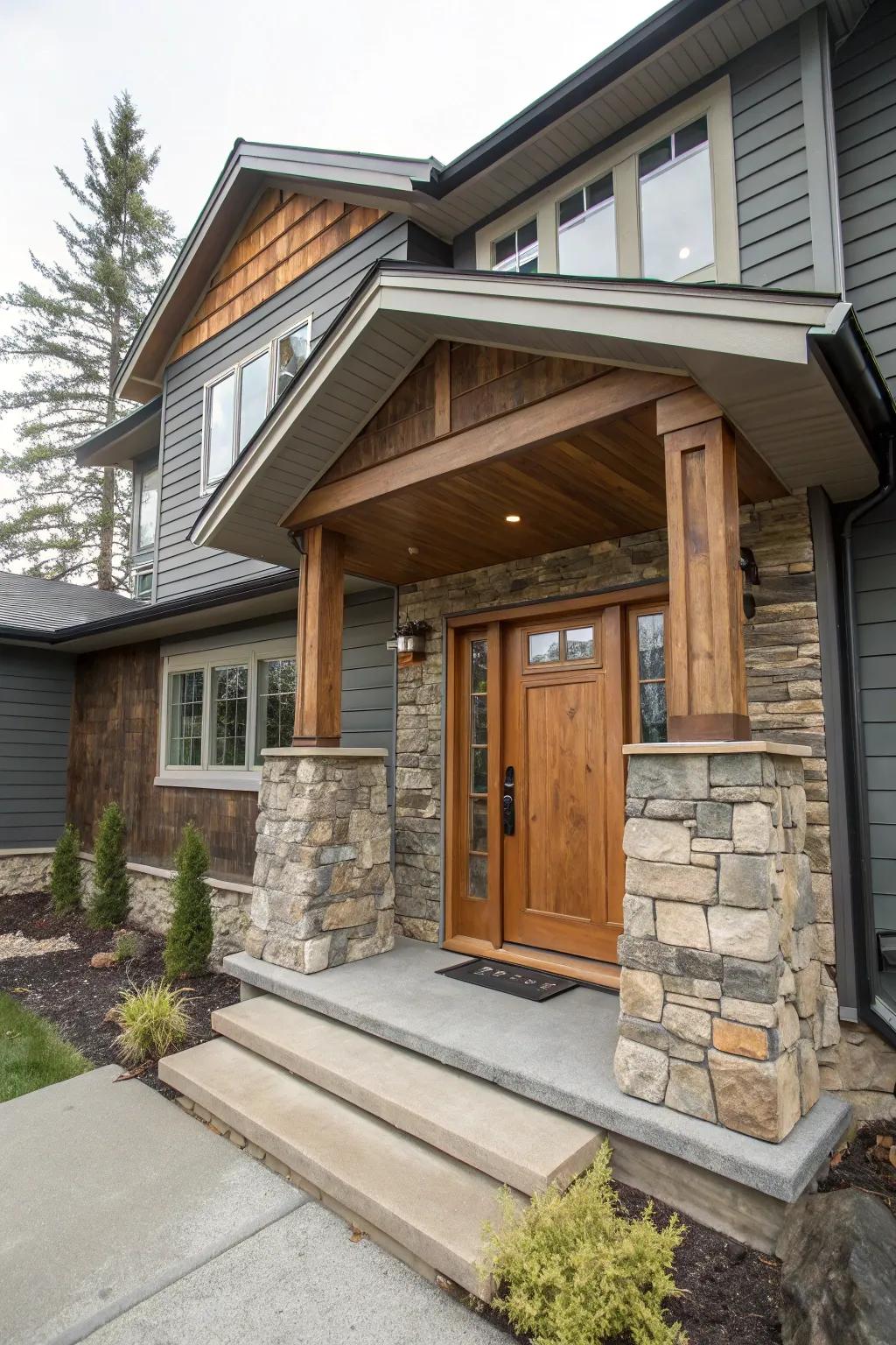 Contrasting materials enrich texture and interest in your entryway.