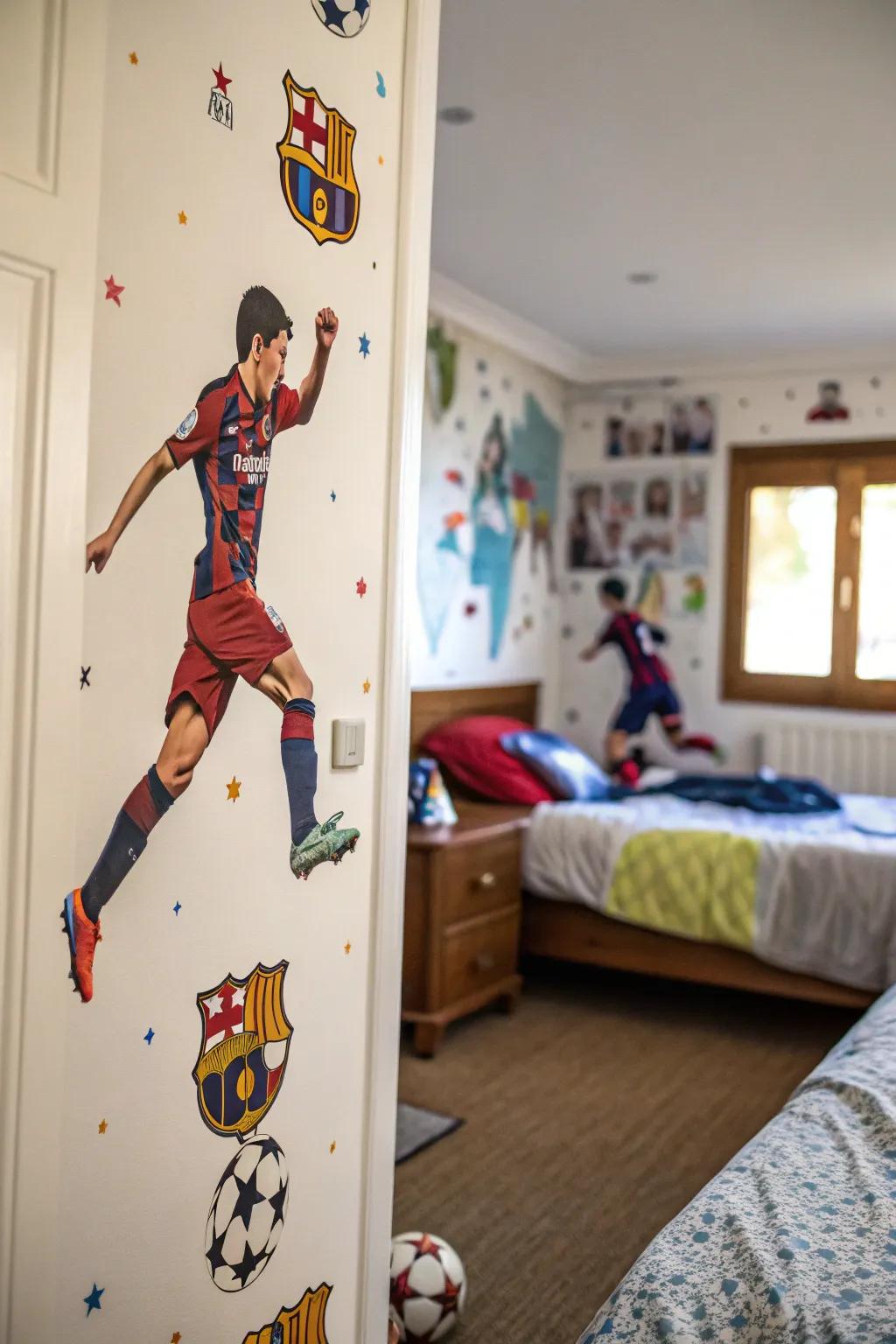 Introduce a sense of action with athletic wall graphics.