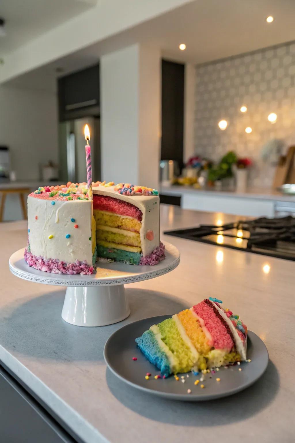 A cake featuring an interior surprise for added thrill.