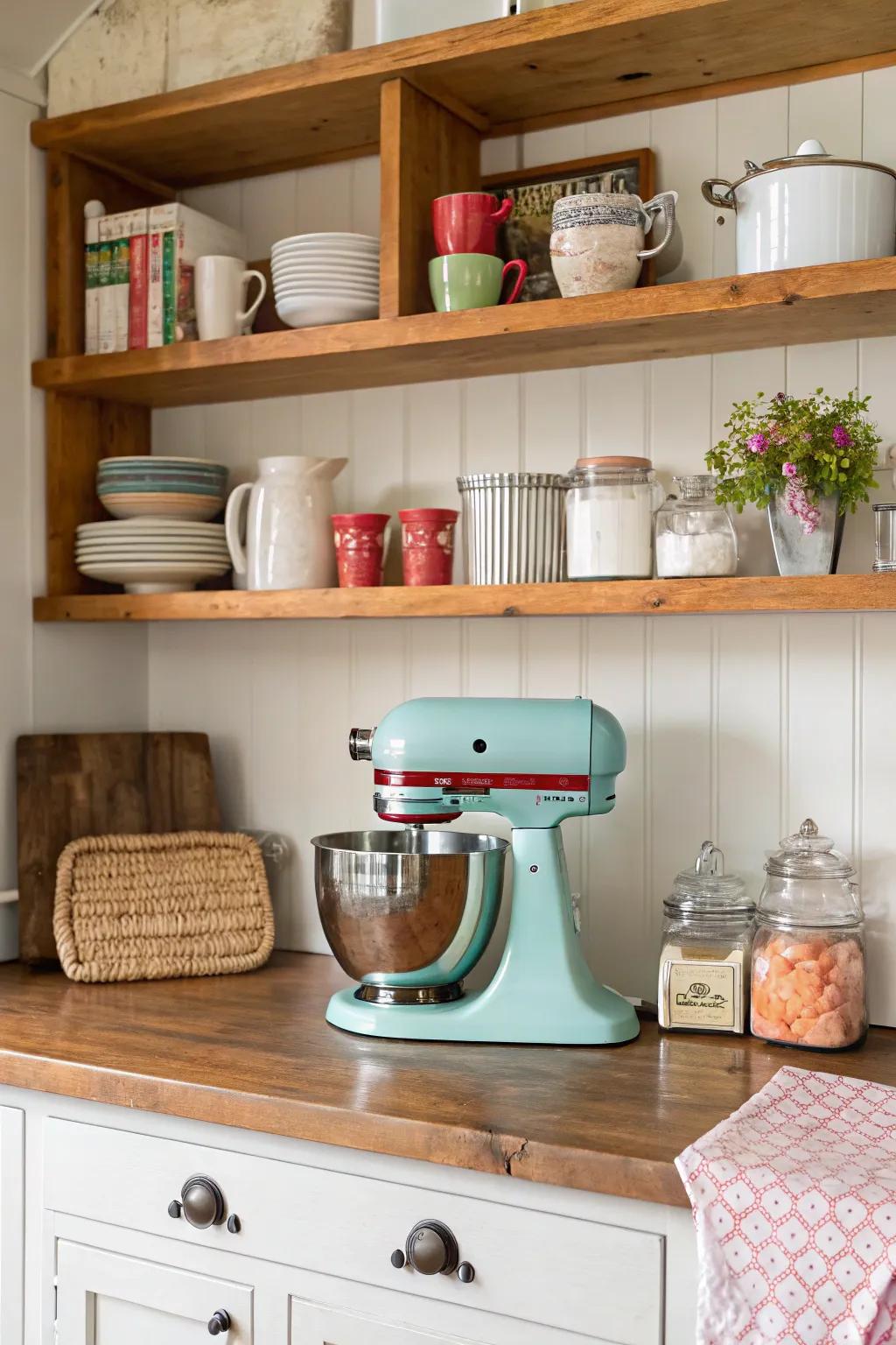 Artistic utility: Open shelving for a mixer that makes a statement