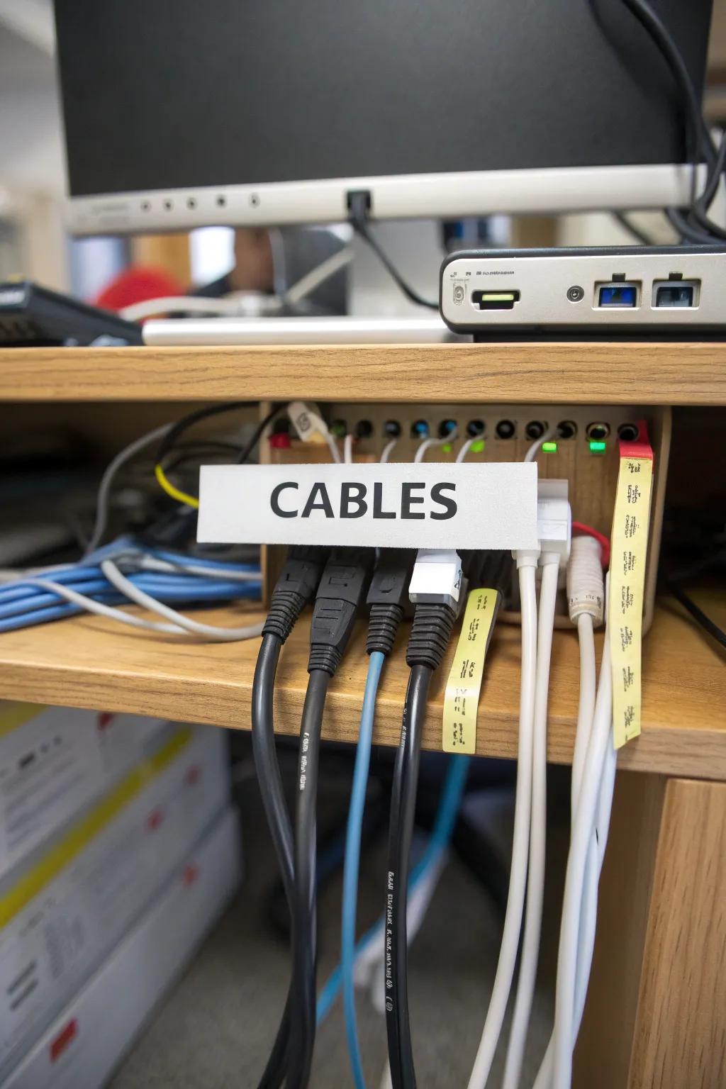 Labeled cords streamline finding and prevent connection confusion.