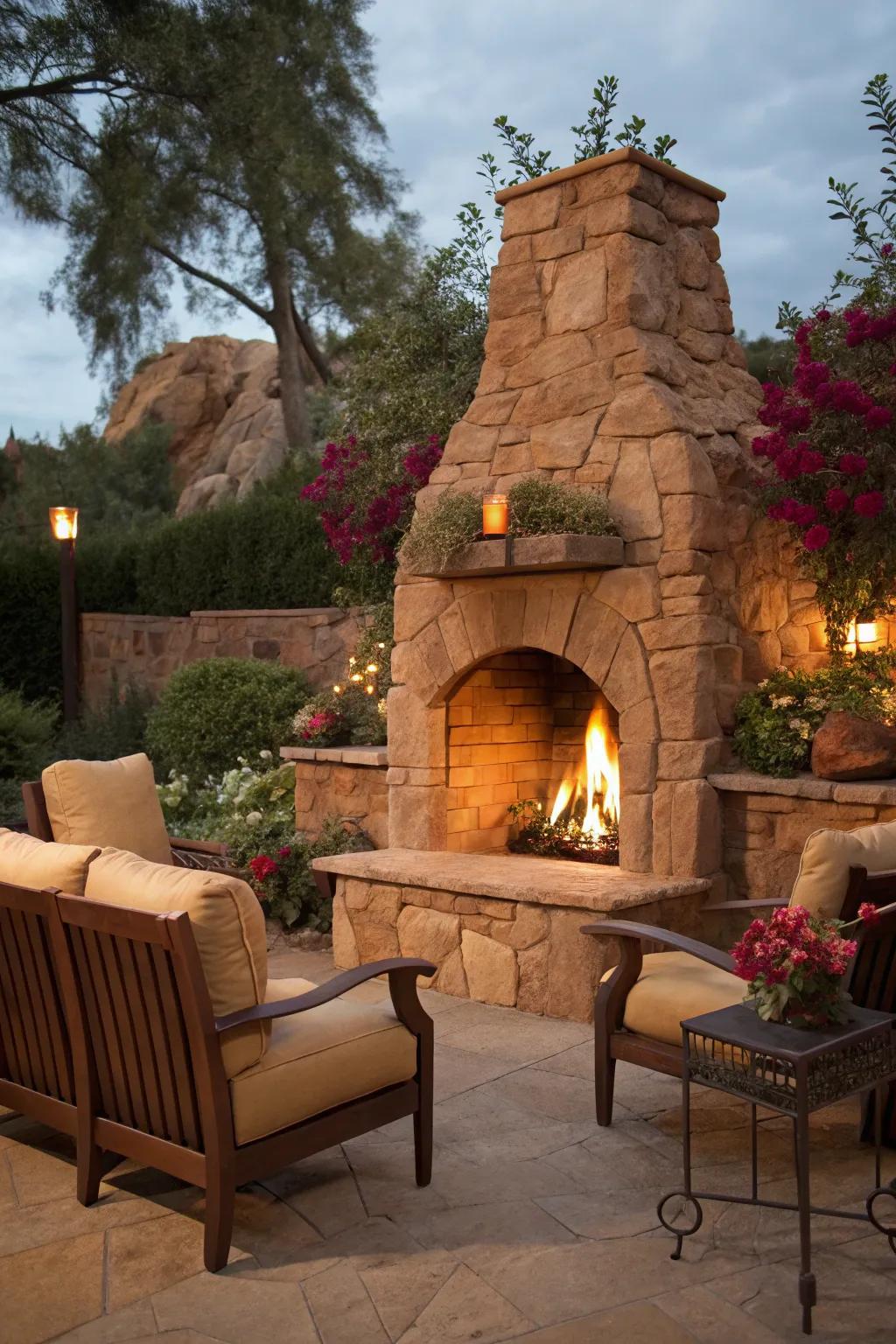 Warm and inviting sandstone for cozy gatherings.