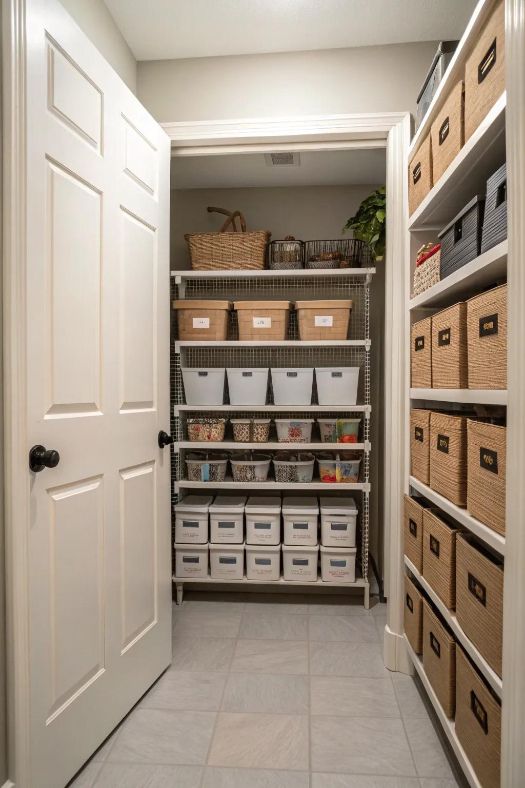 Shelving above doors makes use of often overlooked space.