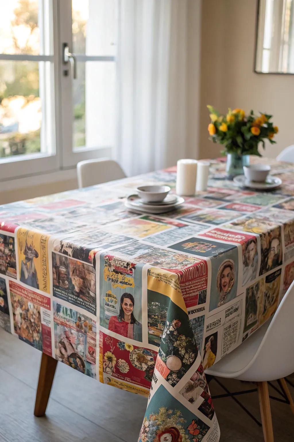 Periodical collages add a burst of color and creativity.