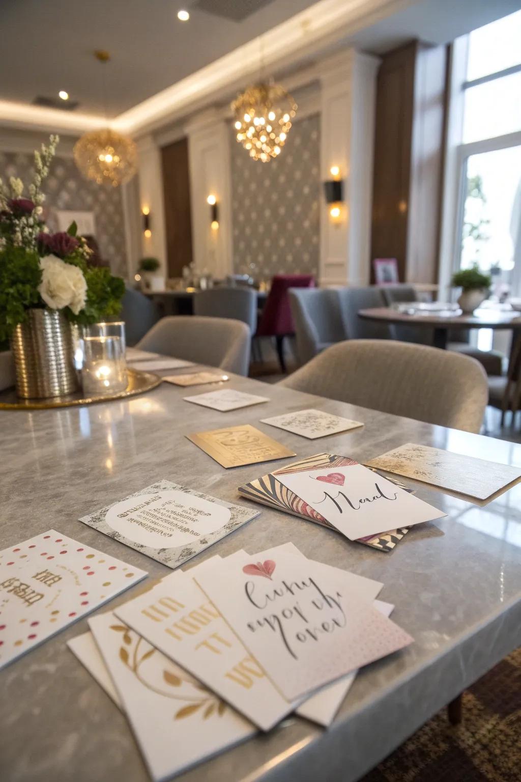 Uplifting admonition notes introduce an encouraging element to the table.