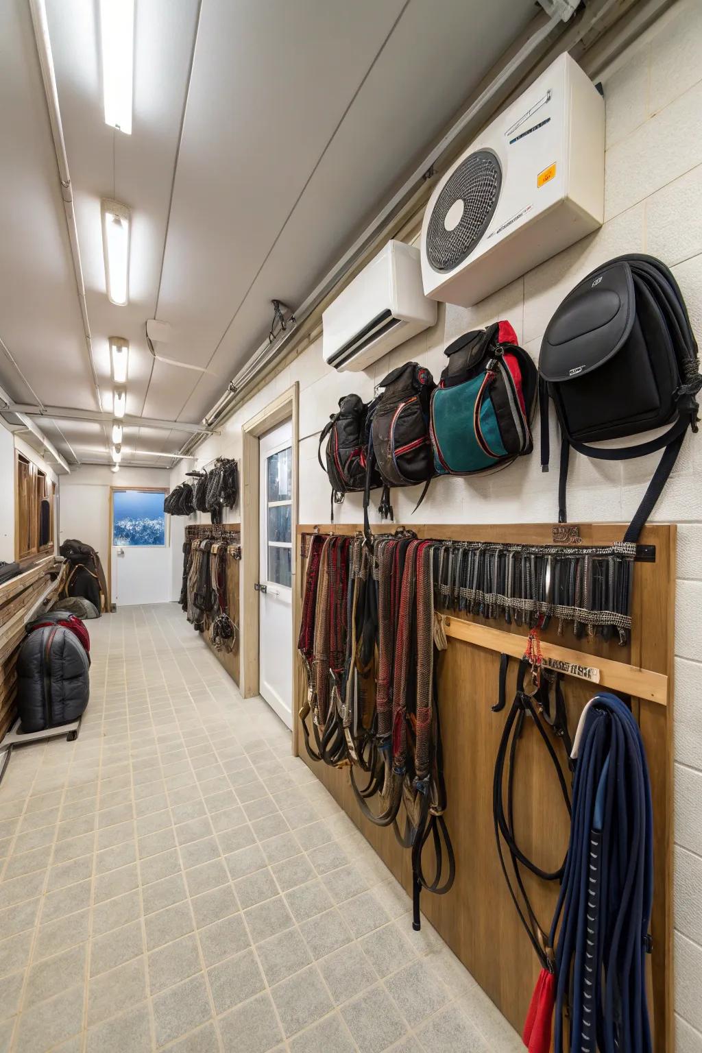 Climate regulation in a tack room to protect expensive gear.